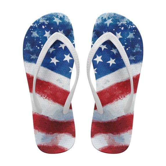 Uourmeti Womens USA Flag Design Flip Flops Cushion Sandals Non-Slip Rubber Sole Waterproof Beach Sandals for Woman