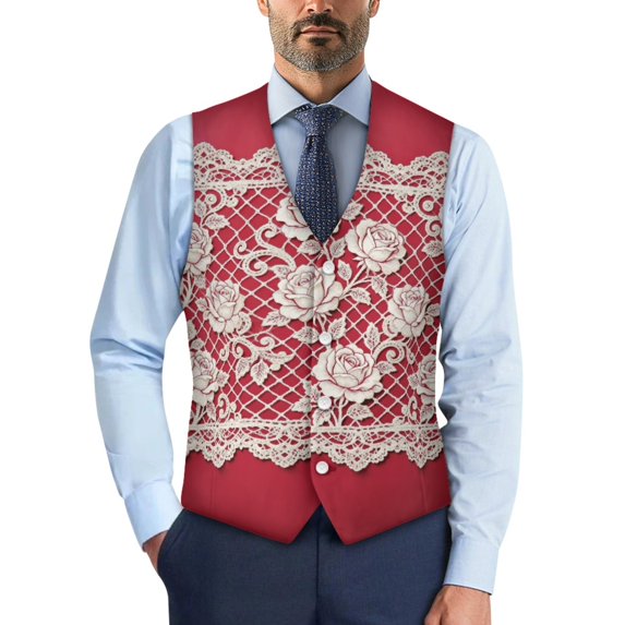 Uourmeti Woven Fabric Slim Fit Button Down Vest for Wedding Formal Events, Elegant Men's Formal Suit Waistcoat