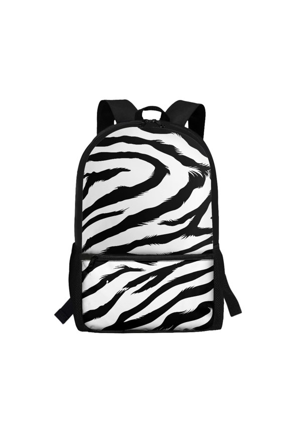 Zebra Stripe Pattern Fashionable Backpack for Adults, 17 Inch Side Pockets Durable Daypack for Daily Use Night Out
