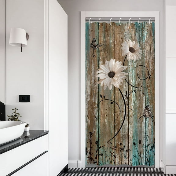 Uowrpoz Stall Shower Curtain Small Shower Curtain 36 x 72 Inches Rustic Shower Curtain Set , Daisy Shower Curtai American Country Farm Style Shower Curtains for Bathroom