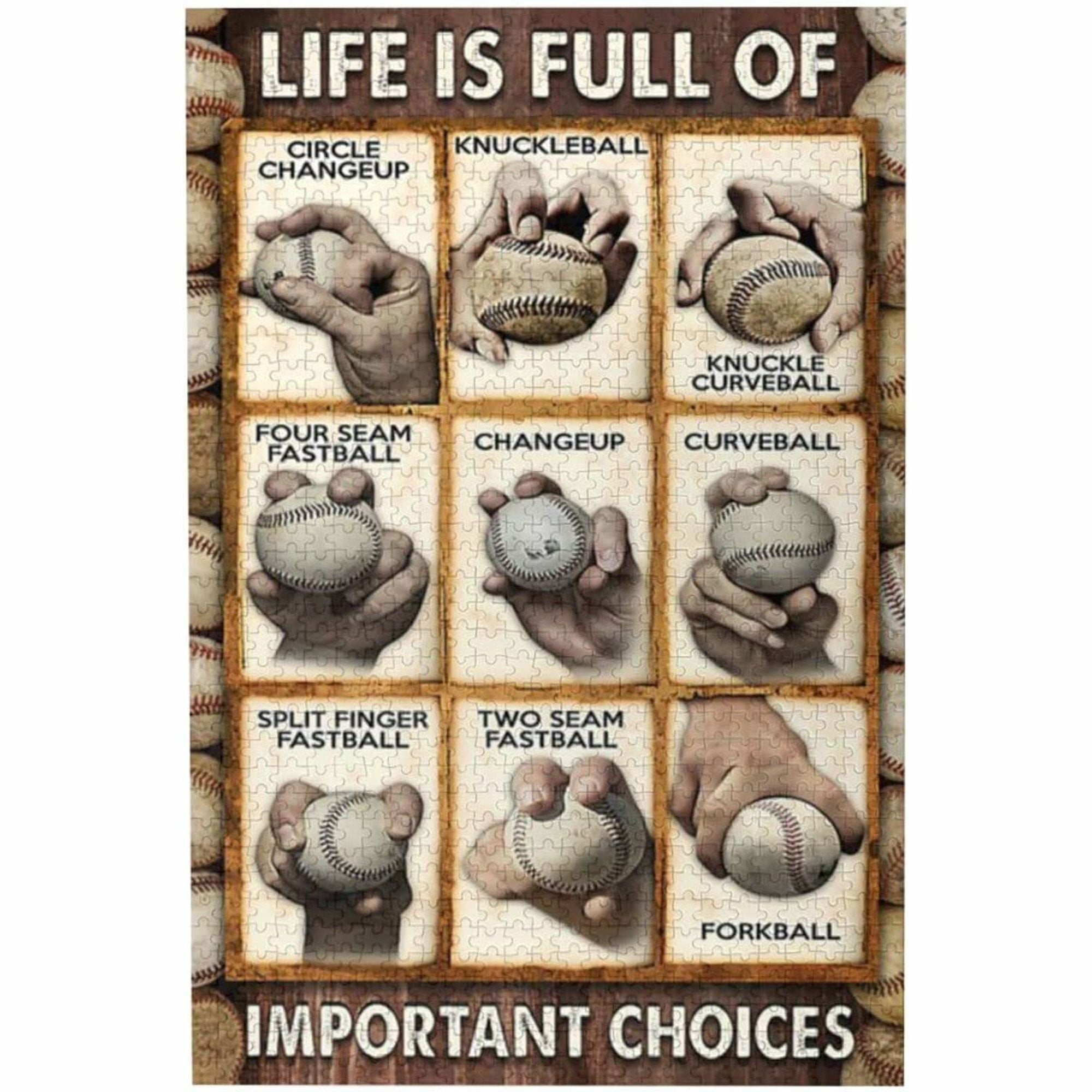 Uoyeqt 300 Pieces Jigsaw Puzzle Baseball Pitching Grips Cheat Sheet