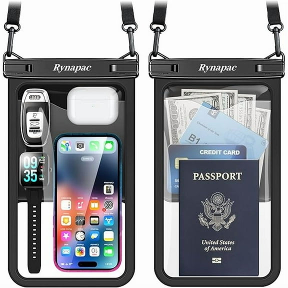 [Up to 10"] Large Waterproof Phone Pouch Bag - 2 Pack Waterproof Phone Case for iPhone 16 15 14 Pro Max Galaxy S25 S24 Ultra, IPX8 Cellphone Water Protector Pouch Beach Essentials Travel Must Haves