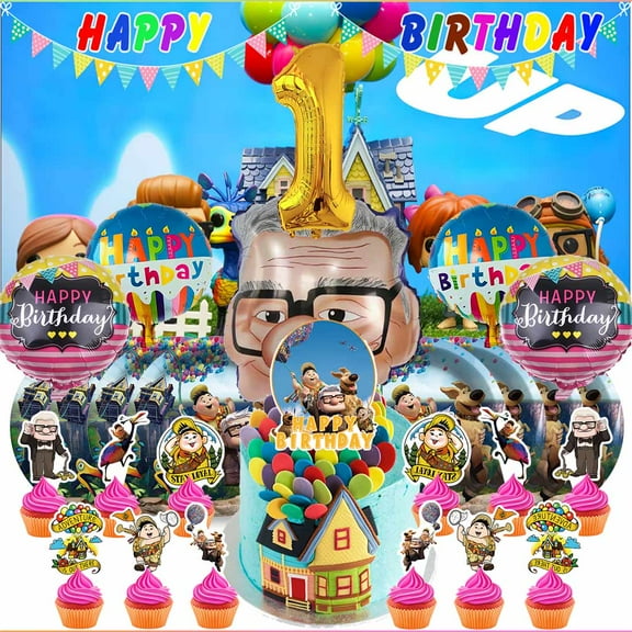 Up 1st Tableware Balloons Cake Toppers Backdrop Banner Supplies Party Decor Plates Decorations