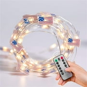 Up to 50% Off Kcavykas 4th of July Decorations - Independence Day LED String Lights 10FT 30LEDs American Flag Lights USB And for Election Day 4th of July Independence Day Decorations