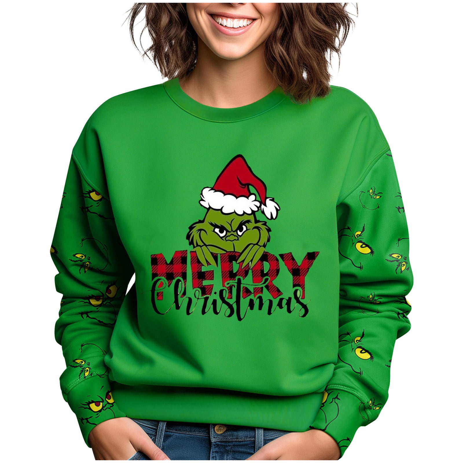 Up to 50 Off! Women's Grinch Printed Crewneck Sweatshirts Grinch