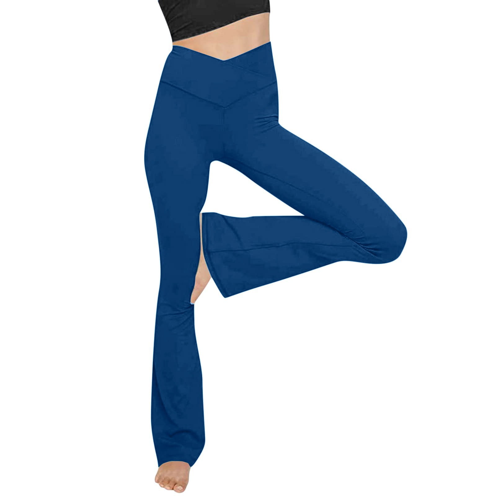 Womens Bootcut Yoga Pants Flare Pants Cross Waist Yoga Pants Tall Sport  Yoga Pants with Pockets Workout Leggings Pants