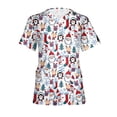 thumbnail image 1 of Up to 60% Off Gifts EGNMCR Christmas Shirts for Women Short Sleeve V Neck Snowflake Print Pocket Casual Scrub Tops Nurse Uniform Blouse Workwear Christmas Gifts, 1 of 1