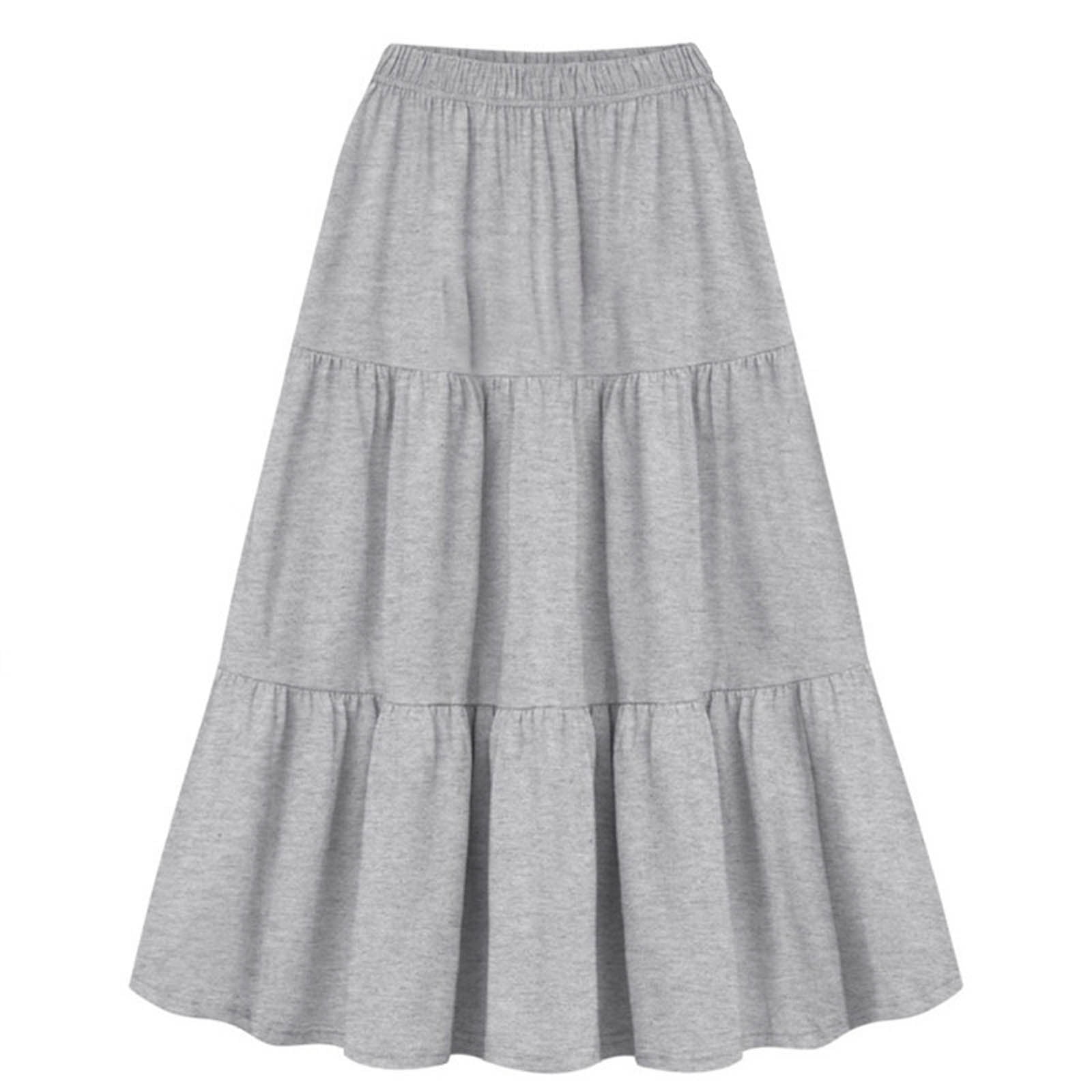 Up to 60 Off pstuiky Skirt for Women Women Casual Maxi Skirts Elastic High Waisted Flowy Skirts Summer Lightweight Long Skirts Leisure Summer Clearance Gray XXXXL Walmart