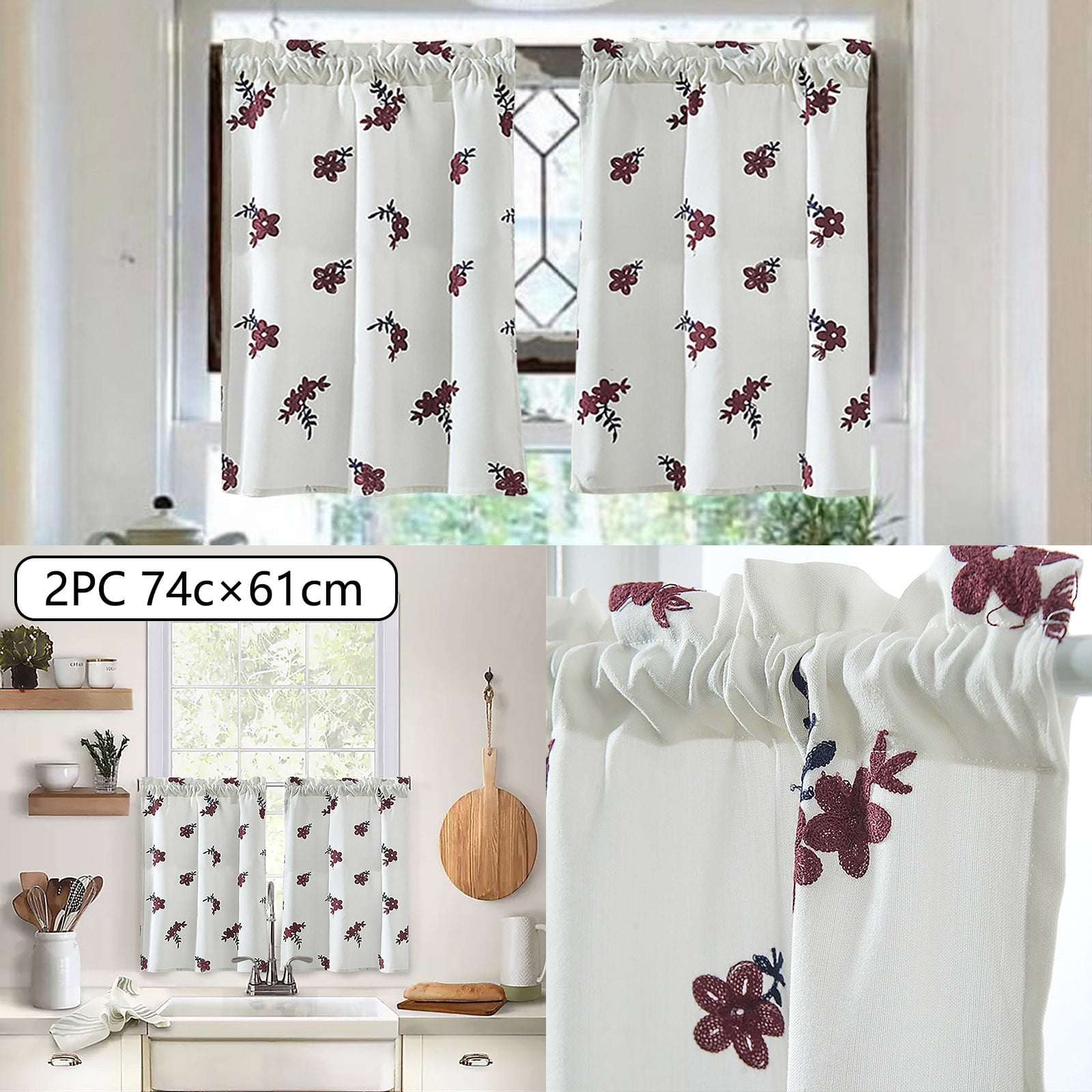 Up to 60% off！ Bifavgk Floral Curtains Kitchen Coffee Curtains Bedroom ...