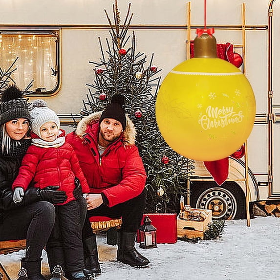 Up to 65% Off Light Up PVC Inflatable Christmas Ball , 20 Inch Large Outdoor Decorated Ball Outdoor Christmas Decorations,New Years Christmas Ornaments with Light
