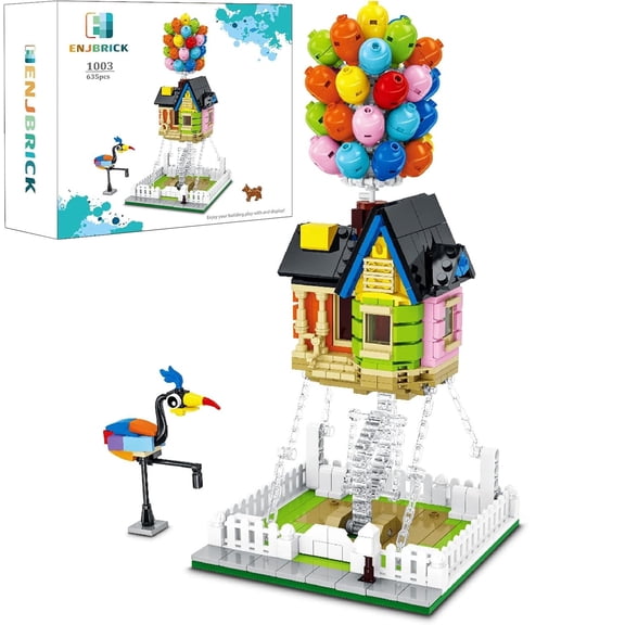 Zylopa Up House Building Kit, Compatible with Lego-Style Blocks, 635 Pcs Flying Balloon House with Tensegrity Sculptures, Movie-Inspired Display Set for Teens and Adults