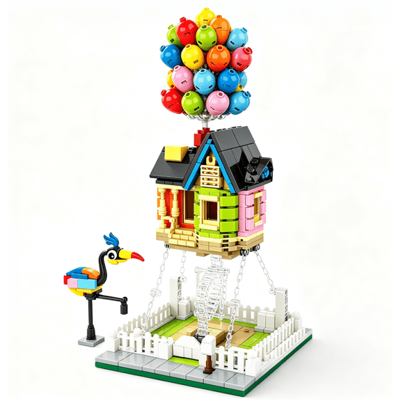 Cobers Up Balloon House Building Kit, 635 Pcs Creative Building Block Set, Flying Balloon House with Tensegrity Sculptures