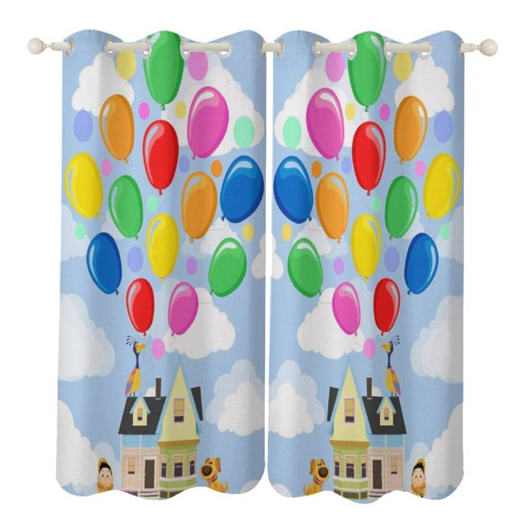 Up Balloons House Sky 2 Panels Blackout Curtains for Bedroom Living Room Drapes Kitchen Room Window Curtain Grommet