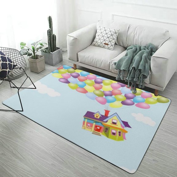Up Balloons House Sky Carpet Style Living Room Bedroom Soft Comfy Rug Modern 3d Entry Mats Household
