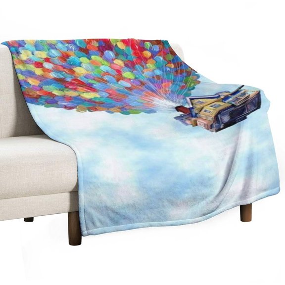 Up Balloons House Sky Throw Blanket for Women, Men - Super Soft Plush Blanket Throw Fleece Blanket Animal Blanket