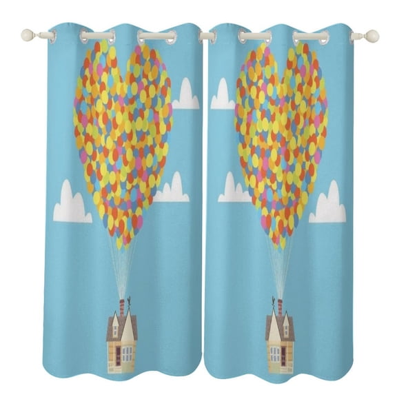 Up Balloons House Sky Window Blackout Curtain 3d Printed Curtain Bedroom Living Room Hotel Window 2 Panel Shade
