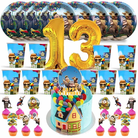 Up Birthday 13th Cups Party Supplies Plates Fans Decorations Cake Topper Decor