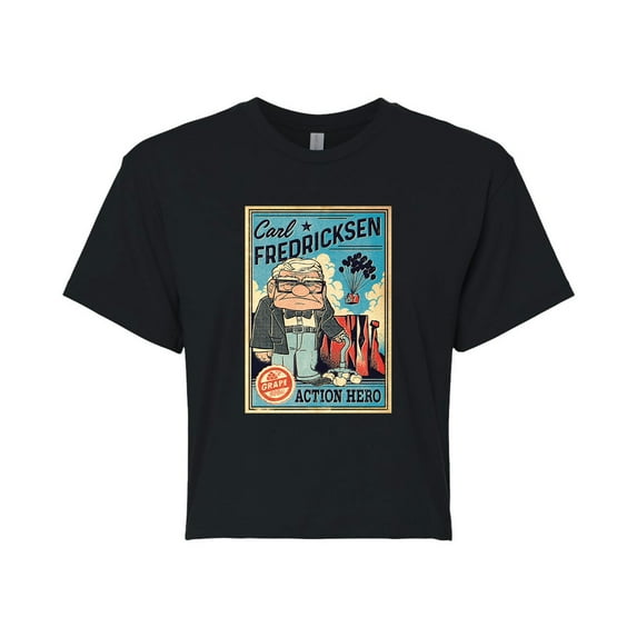 Up - Carl Action Hero - Juniors Cropped Cotton Blend T-Shirt