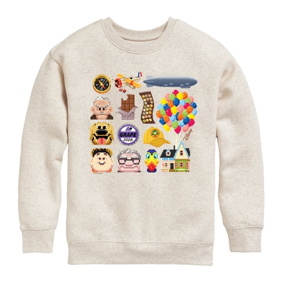 Up - Character Icon Grid Graphic Long Sleeve Fleece Sweatshirt