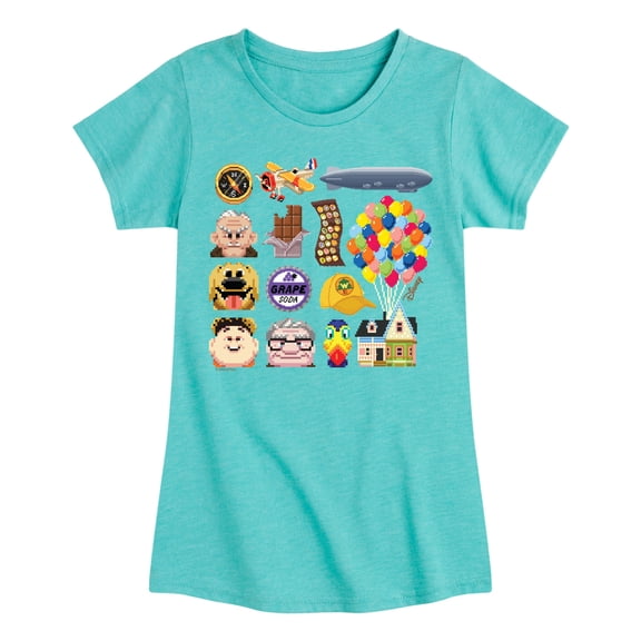 Up - Character Icon Grid - Youth Girls Fitted Short Sleeve T-Shirt