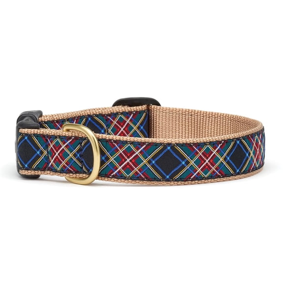 Up Country Black Tartan Pattern Dog Collar or Leash (Dog Collar, 5/8 inch Width, Small (9 to 15 inches))