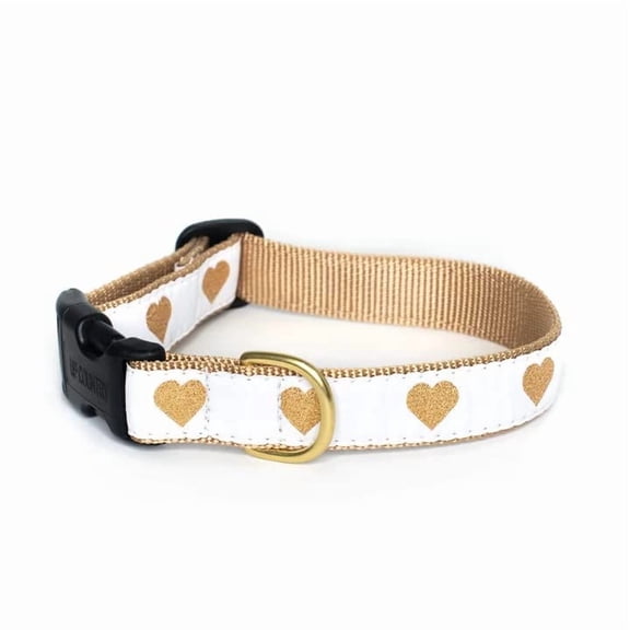 Up Country Dog Collar - White Heart of Gold (Medium Wide)