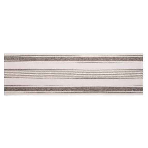 Up Country Grain Sack Cream Pewter Stripe Table Runner 14"x45" by Raghu