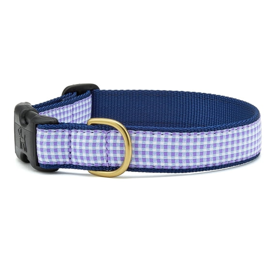 Up Country Purple Gingham Pattern Dog Collar (Small (9 to 15 Inches) 5/8 Inch Narrow Width)