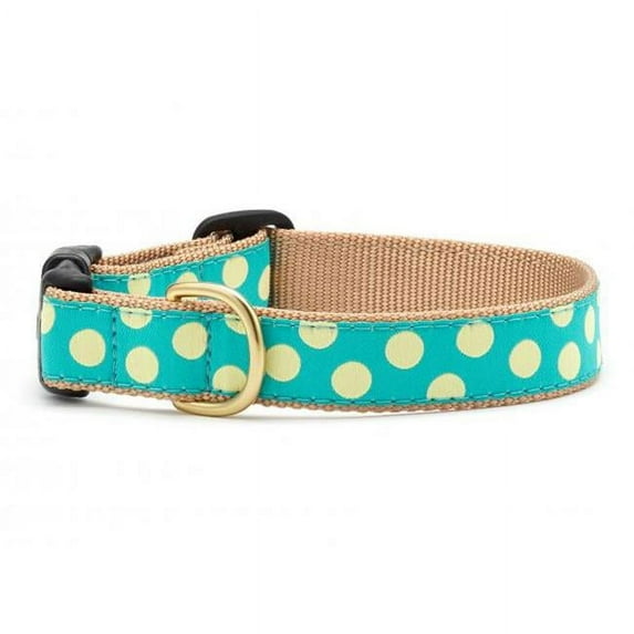 Up Country TYDSB14 Teal & Yellow Dot S.B. Pet Collar - Size 14
