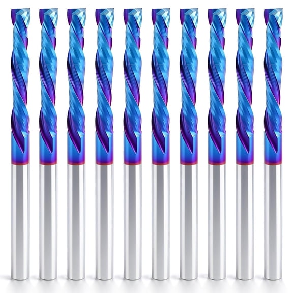 Up & Down Cut Compression Bit 1/8" Shank Spiral CNC Router End Mill Tungsten Carbide Milling Cutter Set 10 Pack