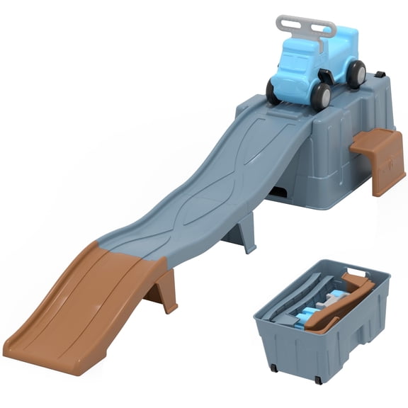 Up & Down Roller Coaster Ride on Toy Toddler Indoor Outdoor Playset Storage Design Multicolor