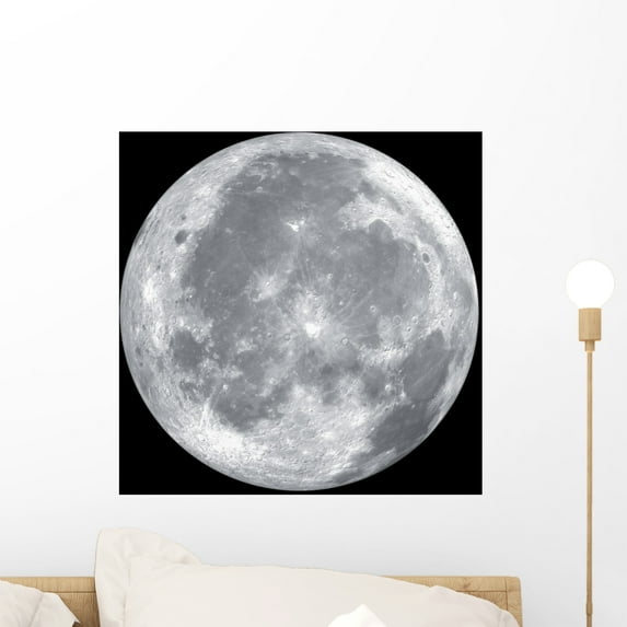 Up Full Moon Black Wall Mural Decal Sticker, Wallmonkeys Peel & Stick Vinyl Graphic (18 in H x 18 in W)