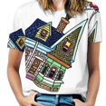 thumbnail image 1 of Up House Ruffle Short Sleeve T Shirts Summer V Neck Tops Fashion Casual Tee Shirt Up House Pixar Cartoon Movie Long Sleeve High, 1 of 3