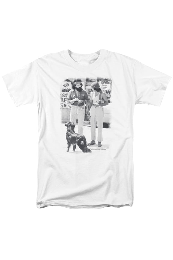 Up In Smoke - Cheech Chong Dog - Adult Unisex Short Sleeve T-Shirt - White