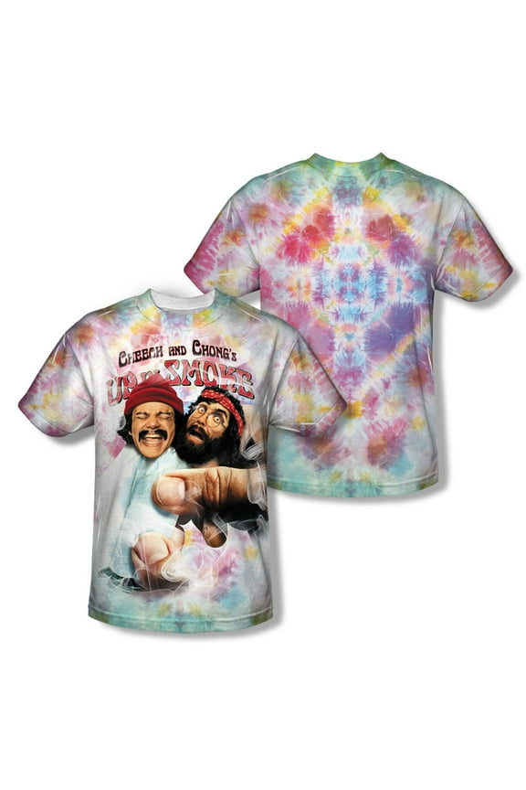 Cheech & Chong Men's Fried Tie Dyed Sublimation T-shirt Medium White