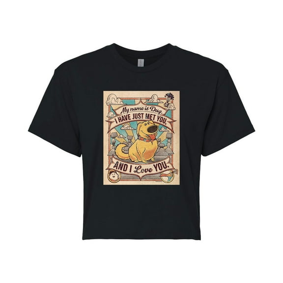 Up - My Name Is Dug - Juniors Cropped Cotton Blend T-Shirt