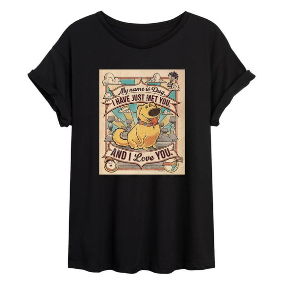 Up - My Name Is Dug - Juniors Cropped Cotton Blend T-Shirt