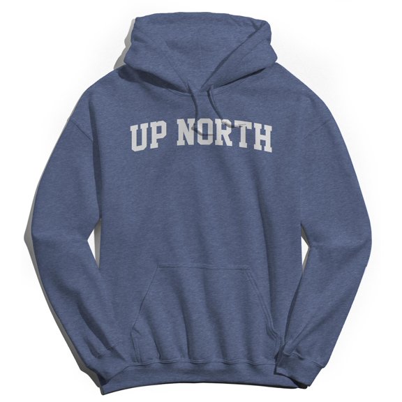 Up North Graphic Navy Heather Men's Cotton Pullover Hoodie