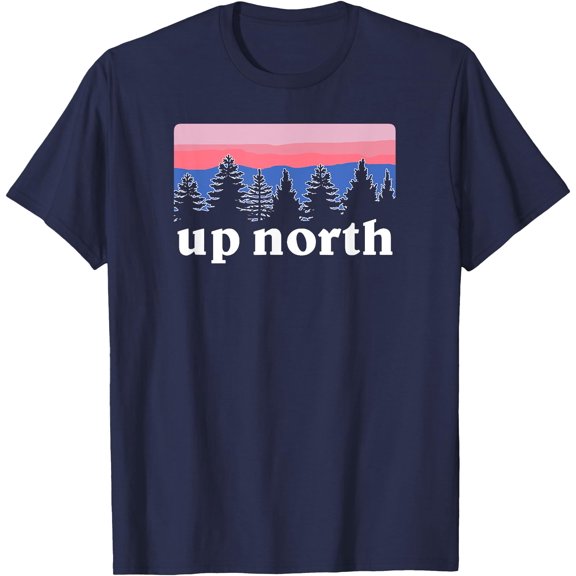 Up North Sunset Pine Tree Lake Life Nature Softstyle Unisex T-Shirt,Navy Color,Size 5-6T