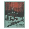 thumbnail image 1 of Up North, Wisconsin, Deer and Cabin in Winter, Woodblock (1000 Piece Puzzle, Size 19x27, Challenging Jigsaw Puzzle for Adults and Family, Made in USA), 1 of 4