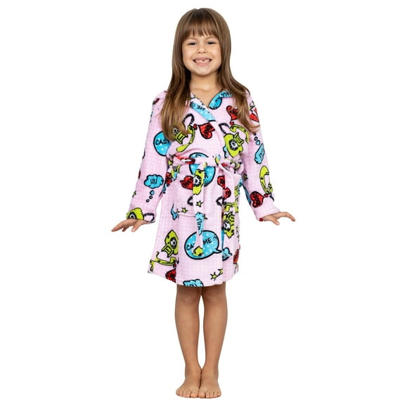Up Past 8 Kids Robes Hooded Bathrobe Girls and Boys Plush Sleepwear, Call Me, Size: 4-5