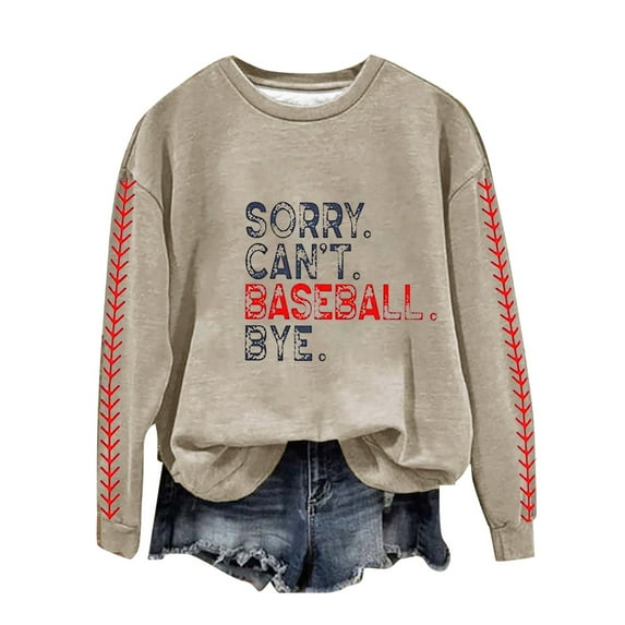 Up To 50% Off Sweatshirt for Women Women's Baseball Printed Crew Neck Multi Color Multi Size Crew Neck Hoodless Long Sleeve Sweatshirt