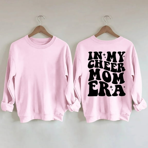 Up To 50% Off Sweatshirt for Women Women's Fashion Fun IN MY CHEER MOM Letter Print Round Neck Sweater