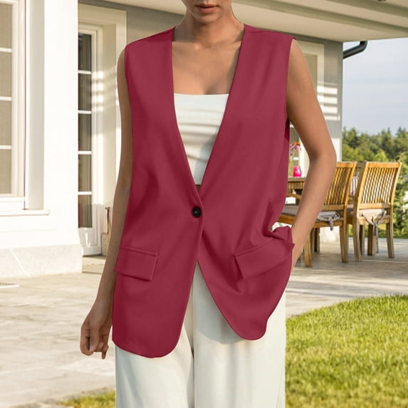Up To 50% Off Women's Blazers & Suit Jackets Women's Sleeveless Short Sleeve Work Waistcoat Slim Elegant Coat