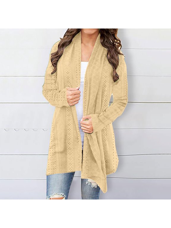 Up To 50% Off Women's Cardigan Cardigan European And American Solid Color Mid Length Coarse Sweater Sweater Women