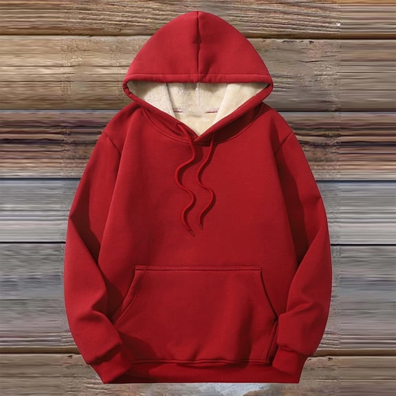 Up To 50% Off Women's Hoodies & Sweatshirts Gnveub Women's Casual Winter Warm Lined Hooded Sweatshirt Thick Pullover Plus With Pockets