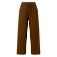 thumbnail image 1 of Clothing 2025 Women's Casual Pants Womens Daily Elastic Waist Pockets Straight Solid Color Casual Pants Loose Long Trousers Women Blendingpants, 1 of 5