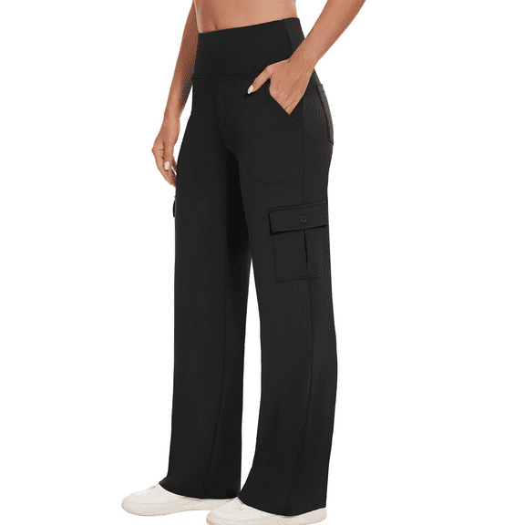 Clothing 2025 Yoga Pants Yoga Cargo Pants Women Wide Leg Pants with Pockets High Waist Stretch Dress Casual Business Work Travel Pants Yoga Pants