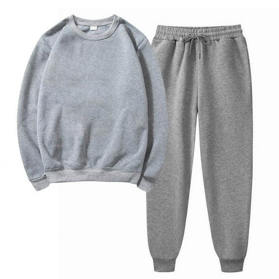 Autumn 2 Piece Sets for Women Plus Size Solid Color Round Neck Pullover Casual Sports Pants Sports Set