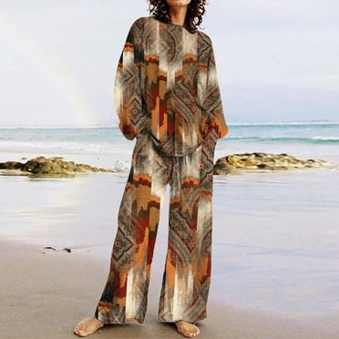 Up To 65% off! Autumn 2 Piece Sets for Women Plus Size Suit Printing Color Trousers Casual Two-Piece Suit